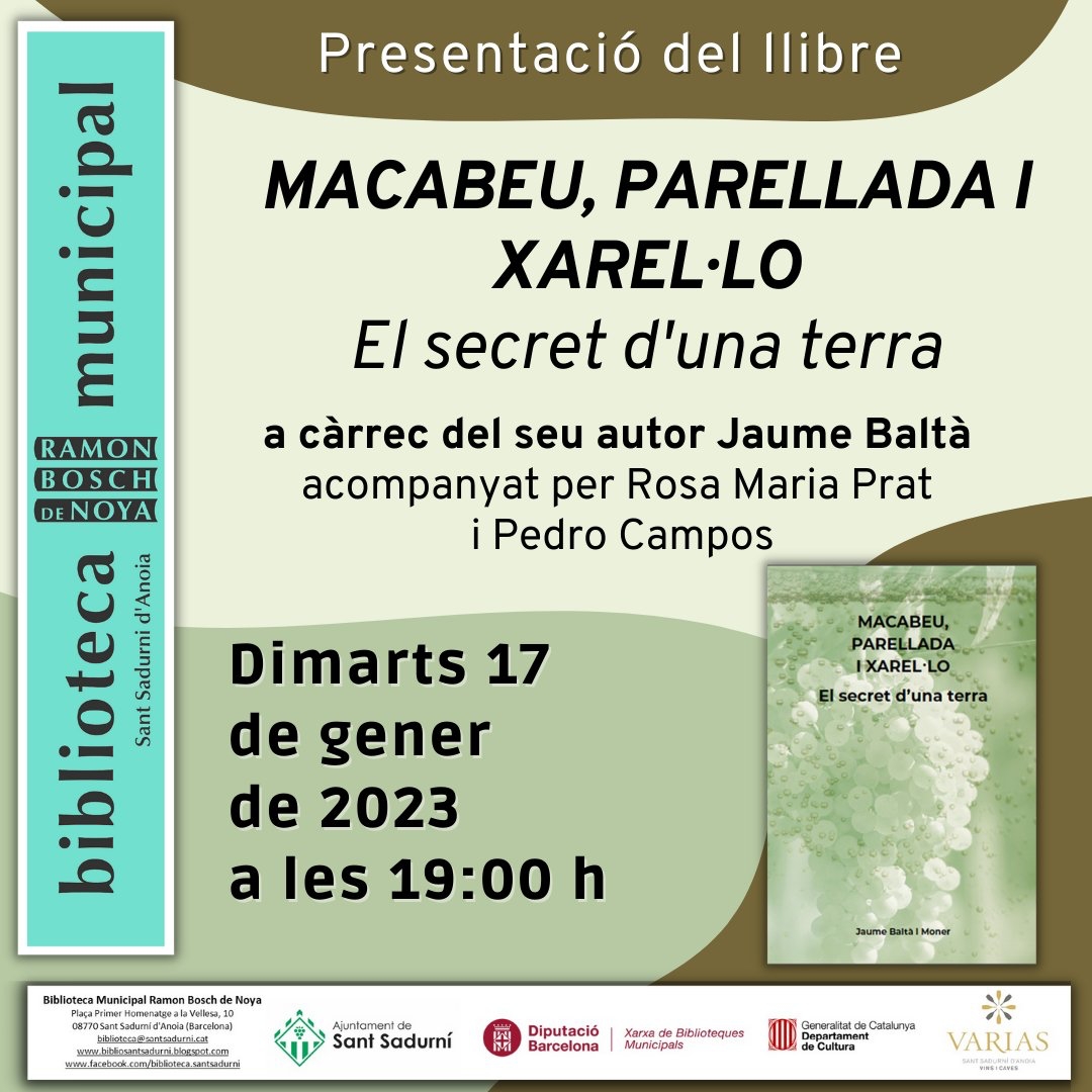Read more about the article L’ACE-CEEC assisteix a la presentació del llibre “Macabeu, Parellada i Xarel·lo, el secret d’una terra” de Jaume Baltà.