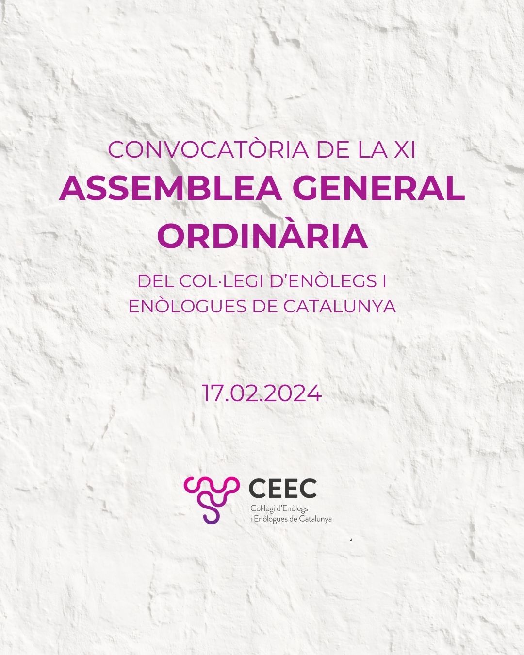 Read more about the article Convocatòria de l’XI Assemblea General ordinària del Col·legi  d’enòlegs i enòlogues de Catalunya