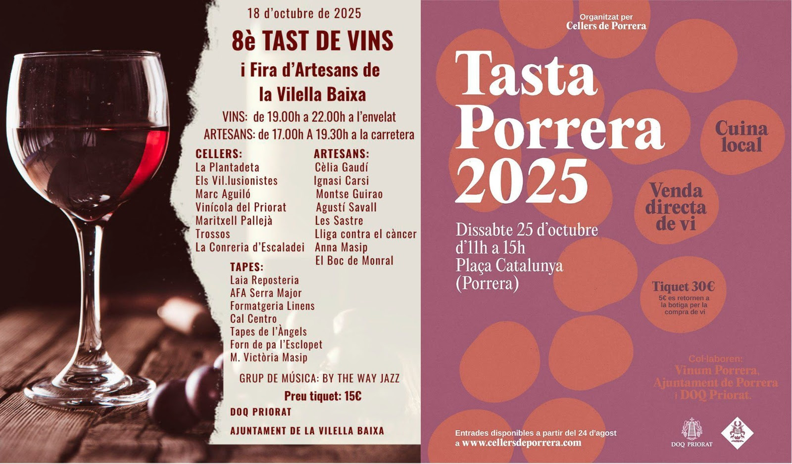 Read more about the article La Vilella Baixa i Porrera, les dues viles protagonistes de les festes del vi d’aquest mes d’octubre